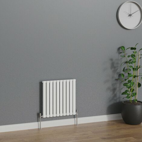 WarmeHaus Horizontal Oval Single Panel White Radiator 600x590mm