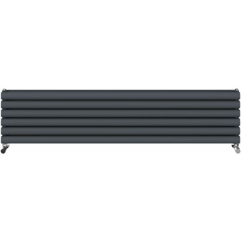 Warmehaus Horizontal Radiator Oval Double Anthracite 354x1600mm