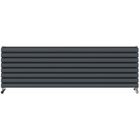 Warmehaus Horizontal Radiator Oval Double Anthracite 472x1600mm
