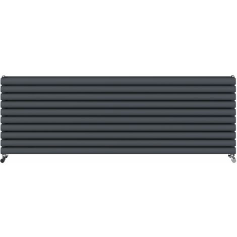 Warmehaus Horizontal Radiator Oval Double Anthracite 590x1800mm
