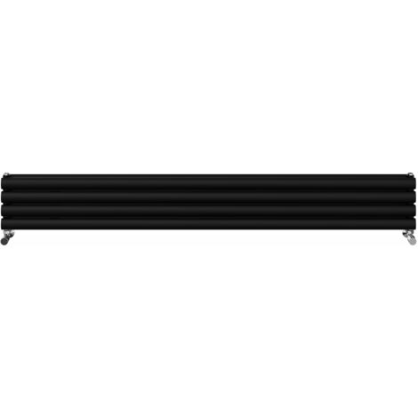 Warmehaus Horizontal Radiator Oval Double Panel Black 236x1800mm