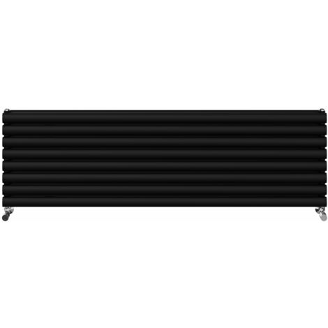 Warmehaus Horizontal Radiator Oval Double Panel Black 472x1600mm