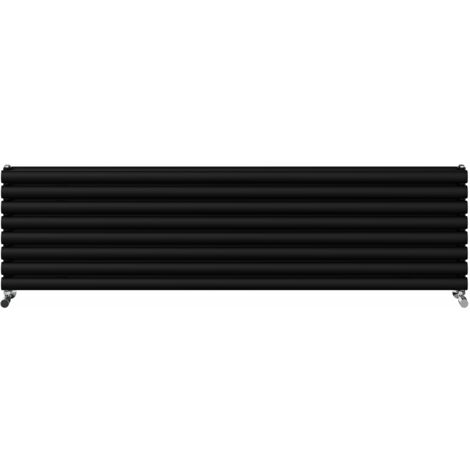 Warmehaus Horizontal Radiator Oval Double Panel Black 472x1800mm
