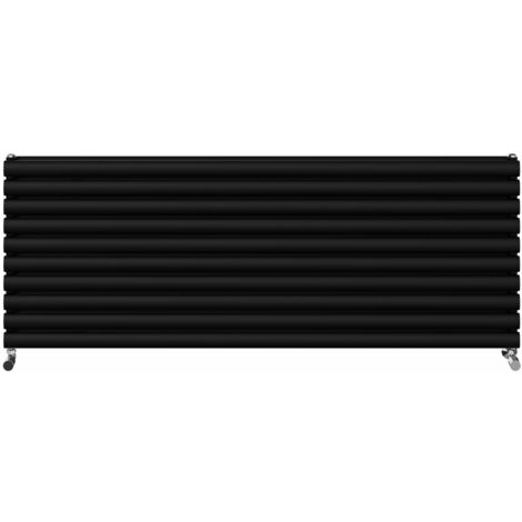 Warmehaus Horizontal Radiator Oval Double Panel Black 590x1600mm