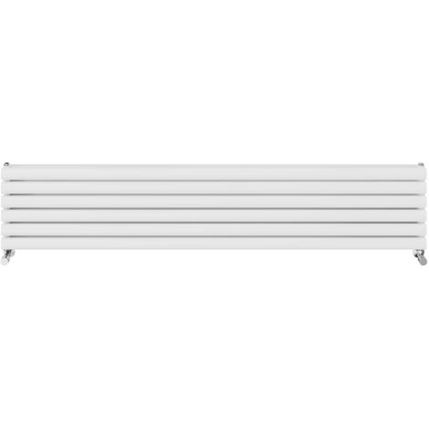 Warmehaus Horizontal Radiator Oval Double Panel White 354x1800mm