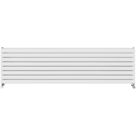 Warmehaus Horizontal Radiator Oval Double Panel White 472x1800mm