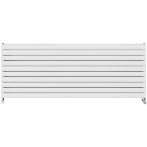 Warmehaus Horizontal Radiator Oval Double Panel White 590x1600mm