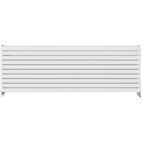 Warmehaus Horizontal Radiator Oval Double Panel White 590x1800mm