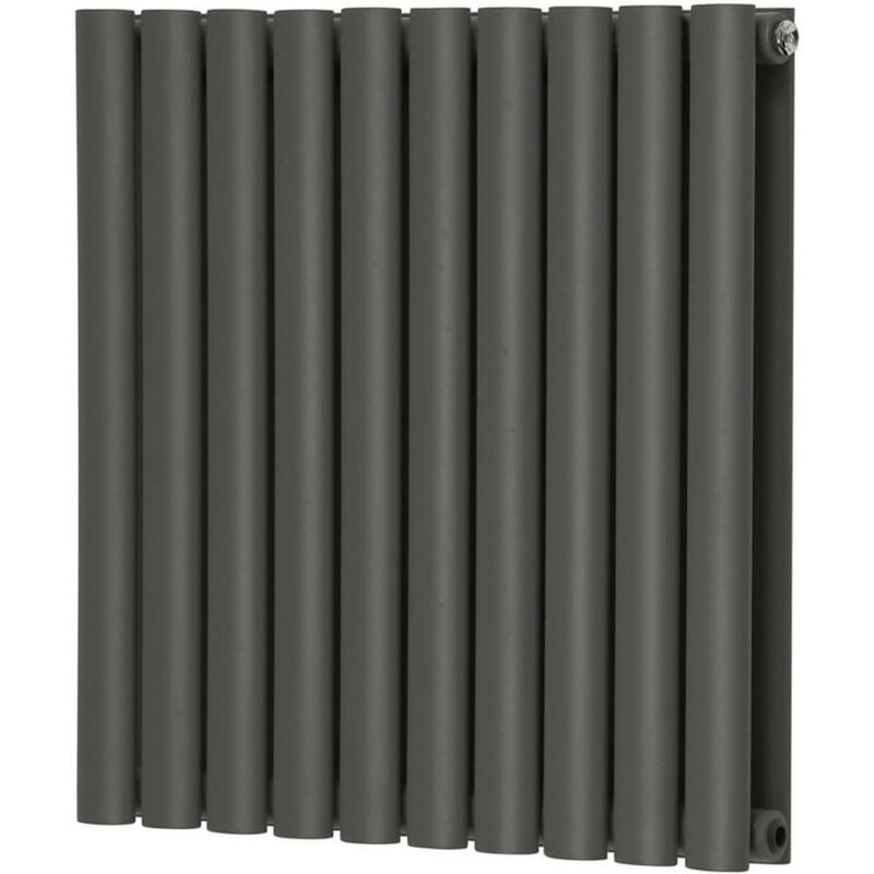 Image of Warmehaus Oval Anthracite Radiator Horizontal Double&hellip;