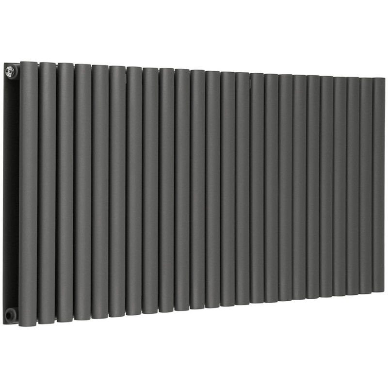 Image of Warmehaus Oval Anthracite Radiator Horizontal Double&hellip;