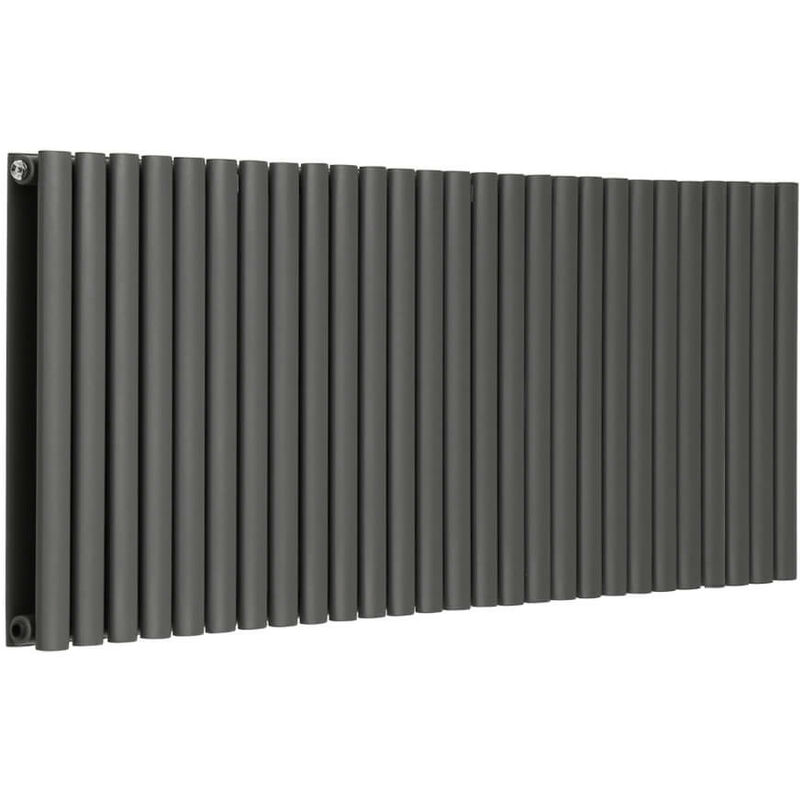 Image of Warmehaus Oval Anthracite Radiator Horizontal Double&hellip;
