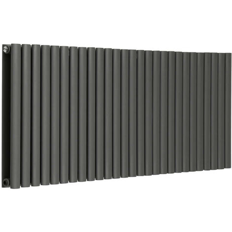 Warmehaus Oval Anthracite Radiator Horizontal Double 600x1593mm