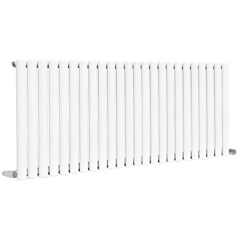 Warmehaus Oval Panel Radiator White Horizontal Single 600x1416mm