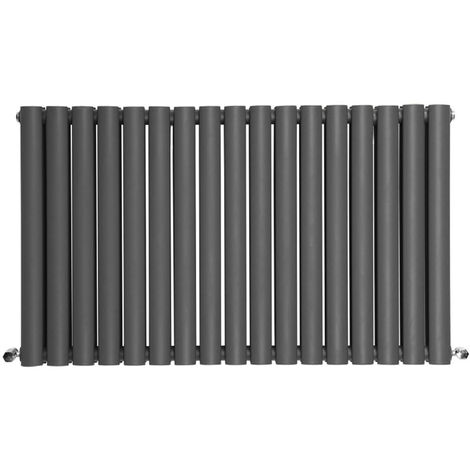 Warmehaus Oval Radiator Anthracite Horizontal Double 600x1003mm