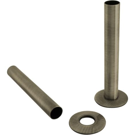 Warmehaus Pair of 180mm Radiator Pipes and Pipe Collars 15mm Antique Brass