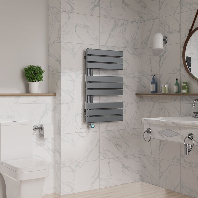 Image of Electric Towel Rail Flat Thermostatic Gunmetal&hellip;