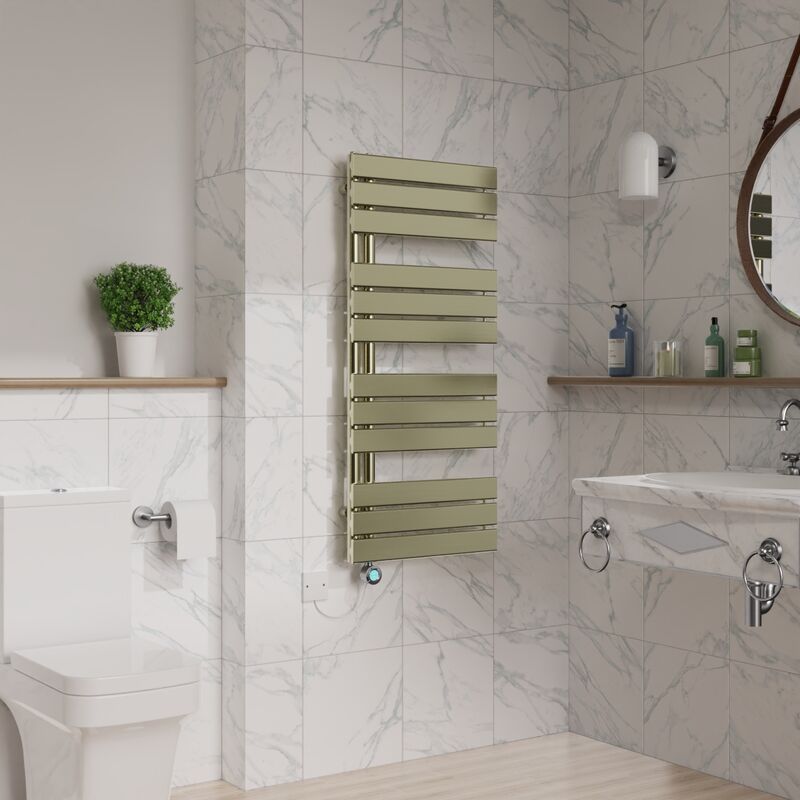 Image of Electric Towel Rail Flat Thermostatic Brushed&hellip;
