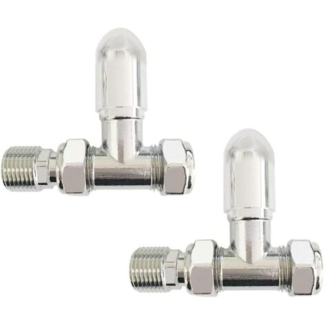 Warmehaus Radiator Valves Round 15mm Chrome Straight