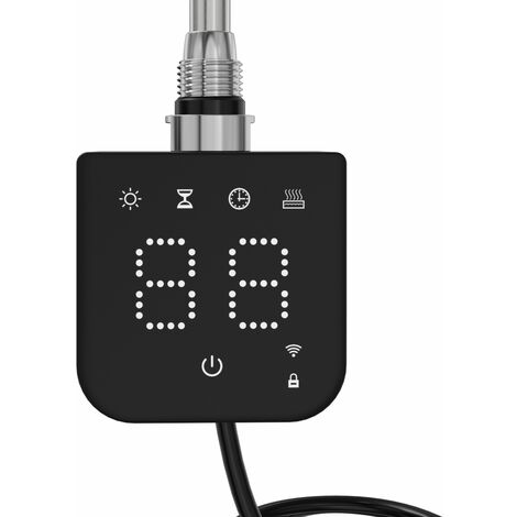 WarmeHaus Square Touch Screen Smart WiFi Thermostatic Electric Heating Element with 7 day Timer Child Lock Dual Fuel for Bathroom Heated Towel Rails and Radiators Black 250W