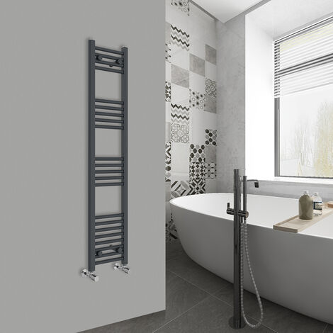 WarmeHaus Straight Anthracite Bathroom Ladder Radiator 1400x300mm
