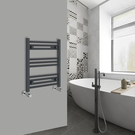 WarmeHaus Straight Anthracite Bathroom Ladder Radiator 600x500mm