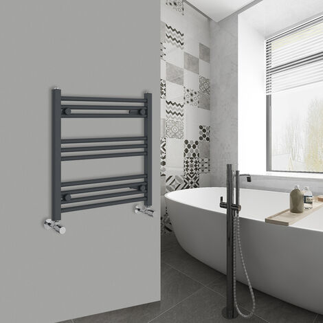 WarmeHaus Straight Anthracite Bathroom Ladder Radiator 600x600mm