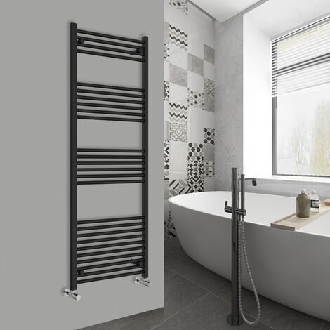 WarmeHaus Straight Black Bathroom Ladder Radiator 1600x600mm