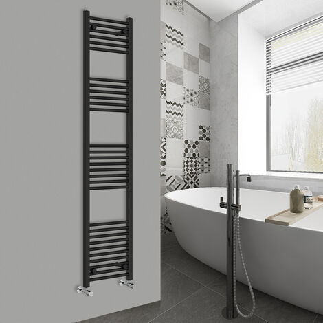 WarmeHaus Straight Black Bathroom Ladder Radiator 1800x400mm
