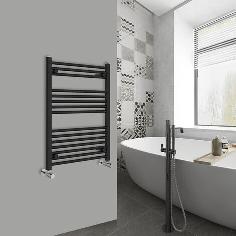 WarmeHaus Straight Black Bathroom Ladder Radiator 800x600mm