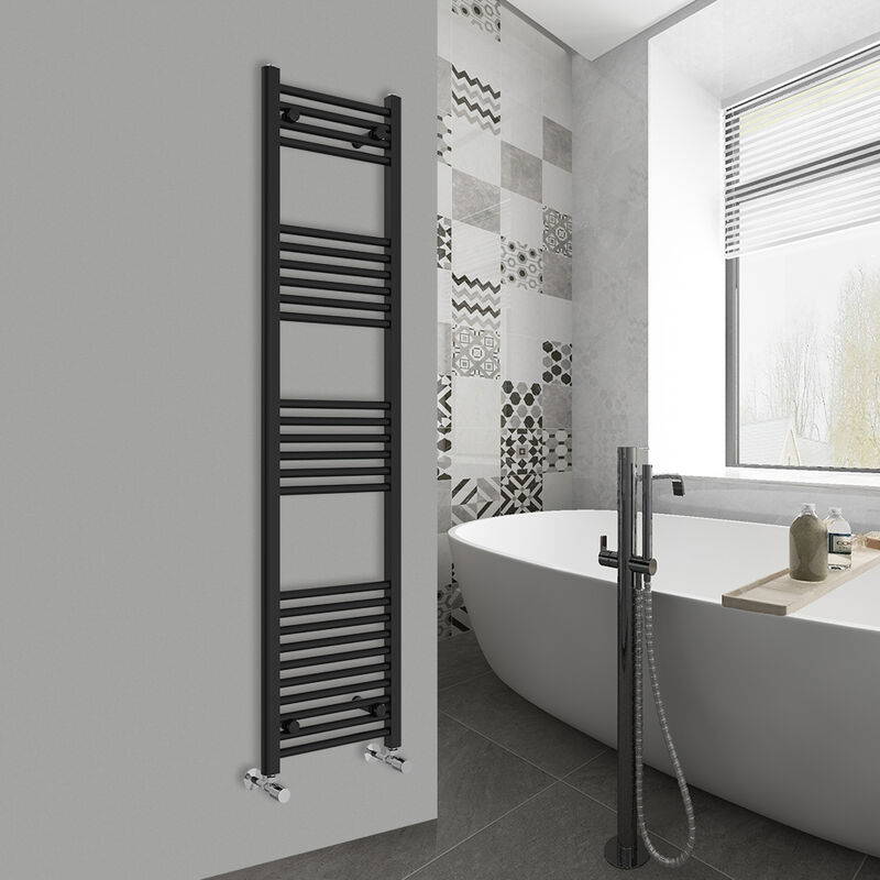 Image of WarmeHaus Straight Black Bathroom Ladder Radiator&hellip;