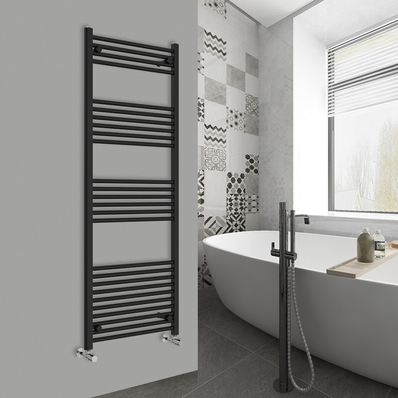 Image of Warmehaus - Straight Black Bathroom Ladder&hellip;