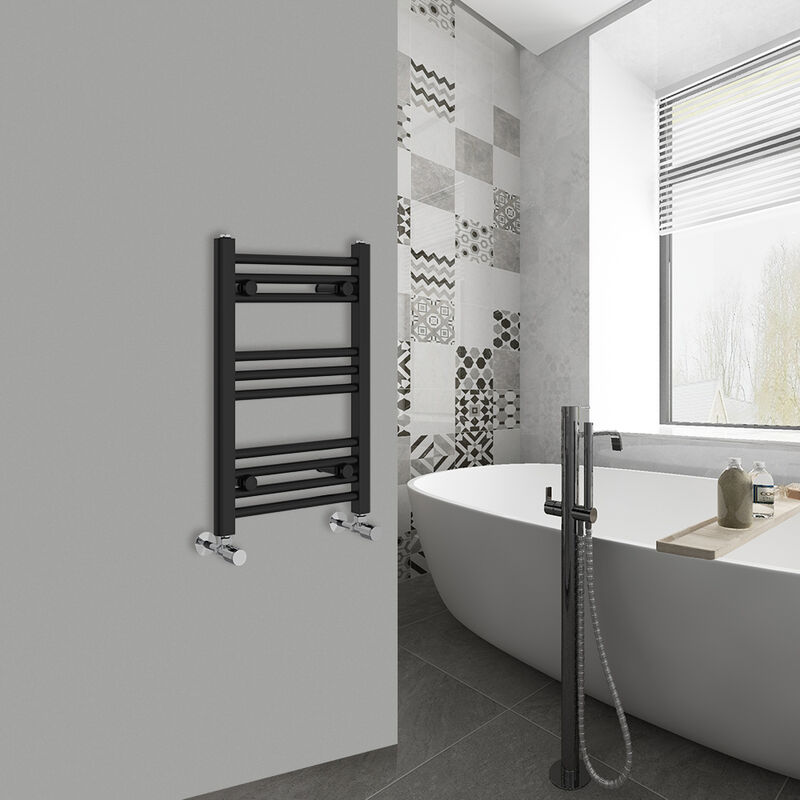 Image of Straight Black Bathroom Ladder Radiator 600x400mm&hellip;