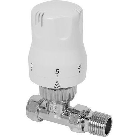 Warmehaus Thermostatic 15mm Straight White Radiator Valve