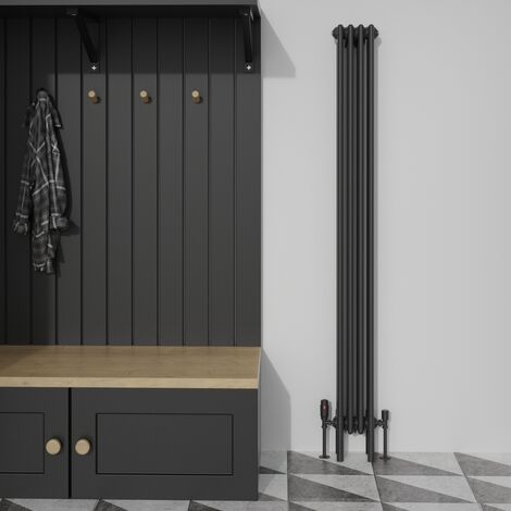 Warmehaus Traditional Black Quadruple Column Radiator 1800x200mm