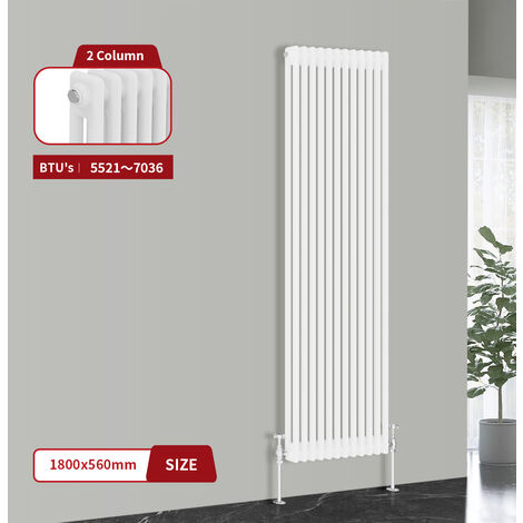 Warmehaus Traditional Cast Iron Style Radiator White Double Column 1800 x 560mm