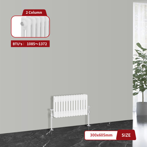 Warmehaus Traditional Cast Iron Style Radiator White Double Column 300 x 605mm