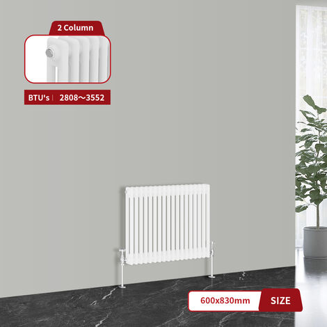 Warmehaus Traditional Cast Iron Style Radiator White Double Column 600 x 830mm