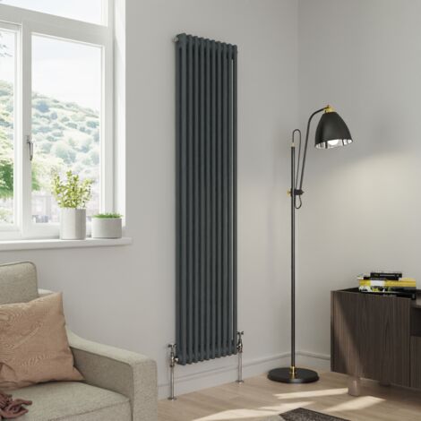 Warmehaus Traditional Double Column Anthracite Radiator Cast Iron Style Radiators 1800x470mm