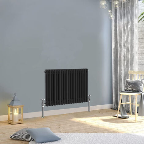 Warmehaus Traditional Double Column Black Radiator 600x830mm
