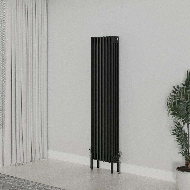 Image of WarmeHaus Traditional Radiator 1500x380mm Black Vertical&hellip;