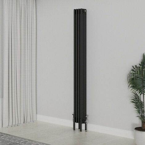 WarmeHaus Traditional Radiator 1800x200mm Black Vertical 4 Column