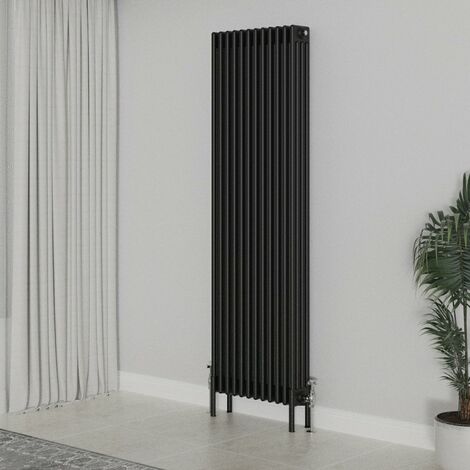 WarmeHaus Traditional Radiator 1800x560mm Black Vertical 4 Column