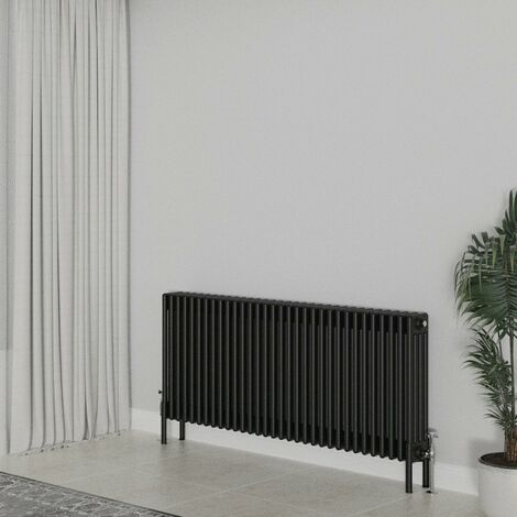 WarmeHaus Traditional Radiator 600x1460mm Black 4 Column Heater
