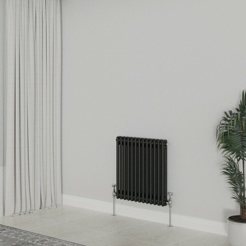 Traditional Radiator Black Horizontal Double Column Cast Iron Radiators 600x605mm - Warmehaus