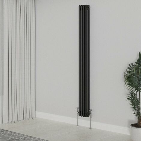 WarmeHaus Traditional Radiator Black Triple Column 1800x202mm