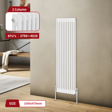 Warmehaus Traditional Radiator Double Column White 1500 x 470mm