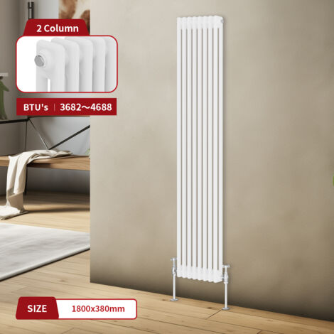 Warmehaus Traditional Radiator Double Column White 1800 x 380mm