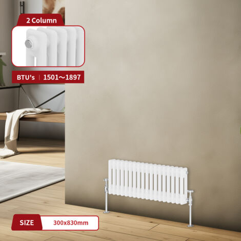 Warmehaus Traditional Radiator Double Column White 300 x 830mm