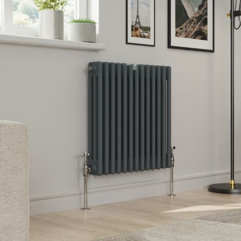 Warmehaus Traditional Triple Column Anthracite Radiator Cast Iron Style Radiators 600x607mm