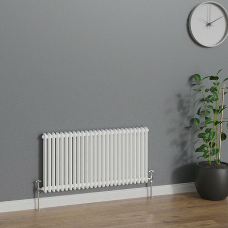 600 x 1190 mm Traditional White Horizontal Cast Iron Radiator Double Column